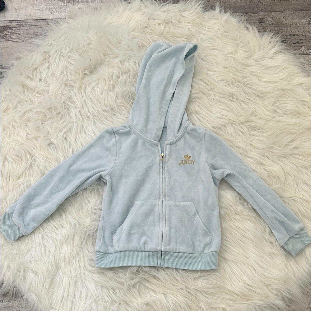 JUICY COUTURE Kids Sky Blue Zip-Up Hoodie